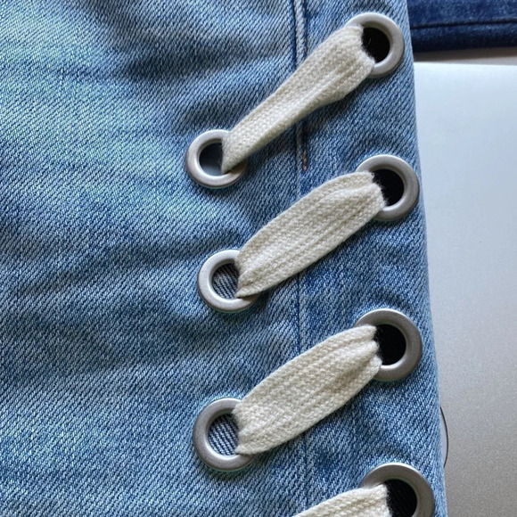 Veronica Beard Ines Lace-up Ankle & Cropped High Rise Jeans Size 24 - Picture 4 of 4